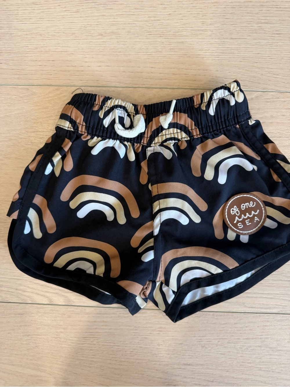 One Sea Kids' Black Rainbow-Print Swim Trunks | Size 1/2